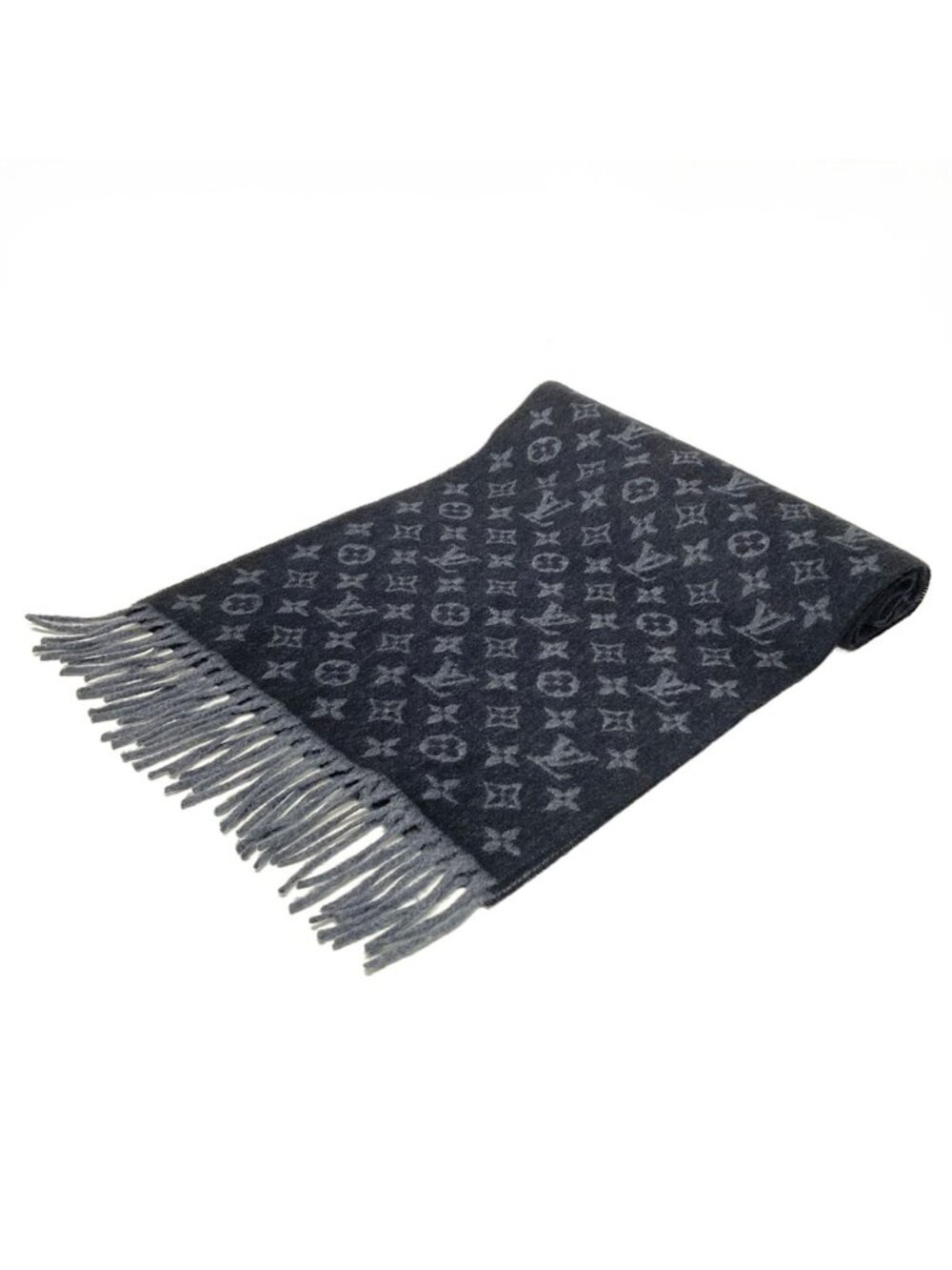 Louis Vuitton Scarf Echarpe Monogram Gradient Noir Wool Cashmere